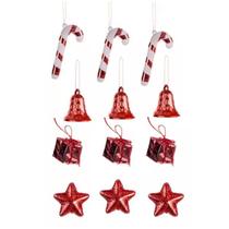 Kit 24 Pendente Estrela Bengala Presente Vermelho Enfeite Para Árvore De Natal Decoração Natalina