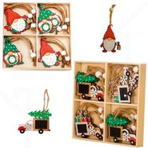 Kit 24 Pendentes De Natal Enfeite De Pendurar Na Árvore Em Madeira