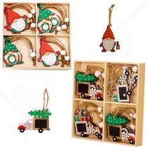 Kit 24 Pendentes De Natal Enfeite Pendurar Na Árvore Madeira