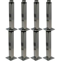 Kit 24 Pés Metal Cromado Regulável Quadrado 20 cm Para Armário M03 Balcão Móveis Cozinha - Inoviza