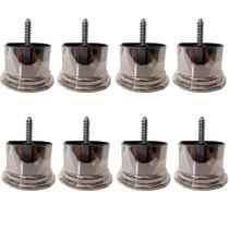 Kit 24 Pés Plástico Cromado Redondo Rosqueável 4 cm P01 Sofá Poltrona - Inoviza