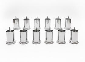 Kit 24 Pés Plástico Cromado Redondo Rosqueável 8 cm P01 Sofá Poltrona - Inoviza Kit 24 Pés Plástico Cromado Redondo Rosqueável 8 cm P01 Sofá Poltrona - Inoviza