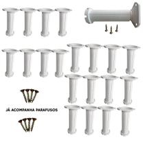 Kit 24 Pés Plásticos Brancos Ajustáveis 12 A 21 Cm C/ Parafusos