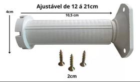 Kit 24 Pés Plásticos Brancos Ajustáveis 12 A 21 Cm C/ Parafusos