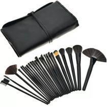 Kit 24 Pinceis De Maquiagem Profissional Com Estojo Preto - Glam Web