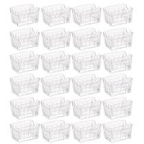 Kit 24 Porta Sachês Vidro Faces Lyor 8x5,5cm Suporte Chá Açúcar Sal Mesa Transparente