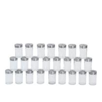 Kit 24 Porta temperos com tampa giratória inox e vidro 90ml - Mozcada Kit 24 Porta temperos com tampa giratória inox e vidro 90ml - Mozcada