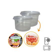 Kit 24 Pote Descartável Redondo Tampa Transparente 1000Ml Kit 24 Pote Descartável Redondo Tampa Transparente 1000Ml