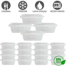 Kit 24 Pote Gourmet Vasilha Retangular 1500 ml Polipropileno Marmita Refeição Premium BPA Free