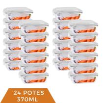 Kit 24 Pote Vidro 370ML Vai ao Forno Microondas Retan c/Tampa