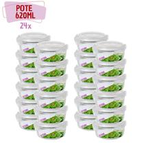 Kit 24 Pote Vidro Hermético 4 Travas Redondo 620ml Marmita Kit 24 Pote Vidro Hermético 4 Travas Redondo 620ml Marmita