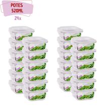 Kit 24 Pote Vidro Hermético Marmita Mantimento 4 Travas 520ml