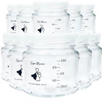 Kit 24 Potes Vidro para Armazenar Leite Materno Graduados 100ml
