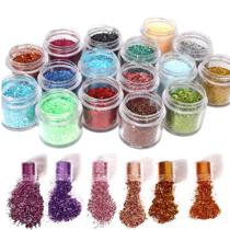 Kit 24 Potinhos De Glitter Flocado Fino Grosso 15 Gramas Brilho Para Unha Maquiagem Kit 24 Potinhos De Glitter Flocado Fino Grosso 15 Gramas Brilho Para Unha Maquiagem