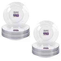 Kit 24 Pratos Duralex Astral Fundo Vidro Transparente Nadir