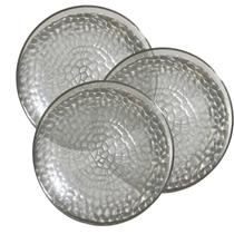 Kit 24 Pratos Jantar Redondo Acrílico Borda Prata 25Cm Kit 24 Pratos Jantar Redondo Acrílico Borda Prata 25Cm