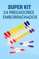 Kit 24 Prendedores de Roupas Emborrachados Coloridos Resistentes Antideslizantes Alta Durabilidade Fixação Segura Não Danifica os Tecidos