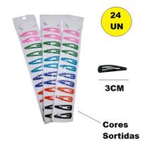 Kit 24 Presilhas Cabelo Tic Tac 3cm Colorido Sortido