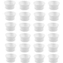 Kit 24 Ramekins Canelado Brancos 30ml Melamina para Molhos Maionese Katchup Lancheria Bar