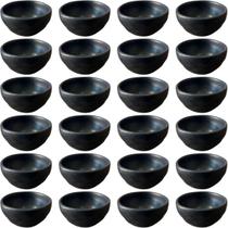 Kit 24 Ramequins 50ml Orgânico Preto Cerâmica Molheira Porto
