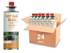 Kit 24 refil cartucho gás butano para maçarico culinário e fogareiro camping globalmix 227g solda