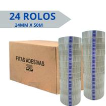 Kit 24 rolos de fitas adesivas transparentes 24mm x 50m