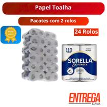 Kit 24 Rolos Papel Toalha Branco para Cozinha 19x22cm Sorella Kit 24 Rolos Papel Toalha Branco para Cozinha 19x22cm Sorella