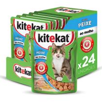 Kit 24 Sachês KiteKat Gato Adulto Peixe ao Molho 70g