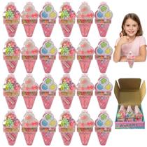 Kit 24 Sorvetinho Com Acessórios Sortidos Maquiagem Elásticos Miçangas Para Lembrancinha