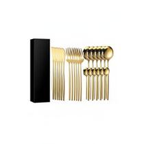 Kit 24 Talheres Dourados Aço Inox - Elegância e Durabilidade
