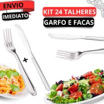 Kit 24 Talheres Garfos e Facas 12 Garfos e 12 Facas Talheres em Aço Inox Para Alimentos Alimentação Kit 24 Talheres Garfos e Facas 12 Garfos e 12 Facas Talheres em Aço Inox Para Alimentos Alimentação