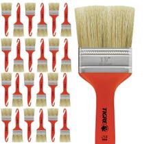 Kit 24 Trinchas Pinceis Tigre Porta Móveis Madeira Verniz Cabo Plástico Cerdas Animais Brancas Natural Pelos Pequena 2,79cm 1.1/2" Polegadas 696