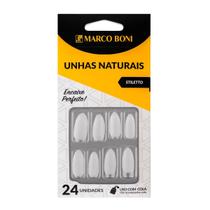 Kit 24 Unhas Postiças Efeito Stiletto Natural Marco Boni
