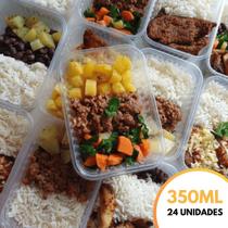 Kit 24 Unid. Pote Plastico Descartável Com 350 ML Para Microondas Freezer - Marmita Fit