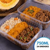 Kit 24 Unid. Pote Plastico Descartável Com 750 ML Para Microondas Freezer - Marmita Fit Kit 24 Unid. Pote Plastico Descartável Com 750 ML Para Microondas Freezer - Marmita Fit