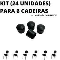 Kit 24 Unidades Sapata Ponteira Borracha Resistente 6 Cadeiras 1,2cm 1/2 Pol