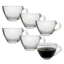 Kit 24 Xicara Caneca Taça Copo De Vidro Transparente Sem Pires Moderno Café Chá Cappuccino Alça 90ml