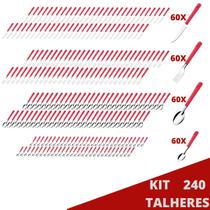 Kit 240 Talher Colher de Chá Faca Garfo Colher Luna Vermelho Kit 240 Talher Colher de Chá Faca Garfo Colher Luna Vermelho