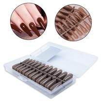 Kit 240 Unha Postiça Soft Gel Bailarina Realista Nude Marrom Manicure Unhas Decoradas Nail Art Beleza Mulheres Feminino