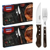 Kit 24pcs Para Churrasco Jumbo Tramontina Polywood Castanho