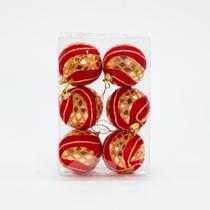 Kit 24Un Enfeite Bolas Vermelha Decorativa Arvore Natal 60mm