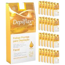 Kit 24un Folha Depilatória Facial Natural 24 Folhas Depilflax Uso Buço e Sobrancelha