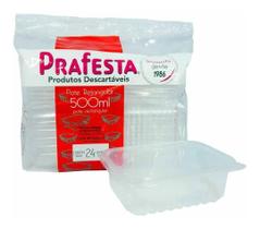 Kit 24un Pote Descartável 500ml Freezer/microondas