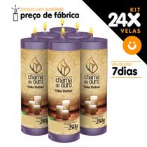 Kit 24x Vela De 7 Dias Atacado 250g Velas Na Cor Lilás Decoração