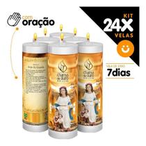 Kit 24x Vela De 7 Dias Oração Religiosa Anjo Da Guarda - Chama de Ouro