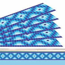 Kit 25 Adesivos Piscina Azulejo Quadriculado Zig Zag Azul 100x10cm