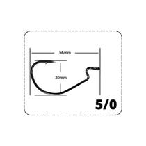 Kit 25 Anzol Offset EWG Antienrosco Vermelho ou Preto Para Iscas Soft Pesca Traíra Tucunaré Black Bass