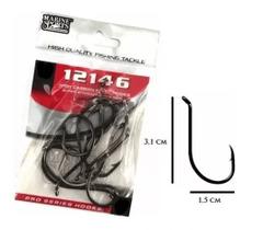 Kit 25 Anzol Pesca Marine Sports 12146 N-3/0 Black