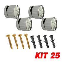 Kit 25 Botão Francês Suporte Abs Espelho + Bucha Parafuso