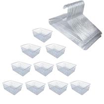 Kit 25 Cabide Adulto Acrílico 10 Cestos Transparente16x12x6